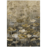 5' X 8' Taupe Beige And Tan Floral Washable Indoor Outdoor Area Rug