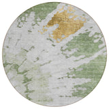 8' Artichoke Green And Olive Green Round Abstract Washable Indoor Outdoor Area Rug