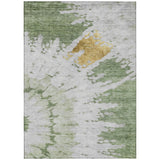 8' X 10' Artichoke Green And Olive Green Abstract Washable Indoor Outdoor Area Rug