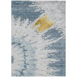 8' X 10' Denim Blue And Sky Blue Abstract Washable Indoor Outdoor Area Rug