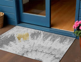 3' X 5' Gray Silver And Charcoal Abstract Washable Indoor Outdoor Area Rug