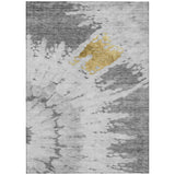 3' X 5' Gray Silver And Charcoal Abstract Washable Indoor Outdoor Area Rug