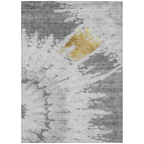 5' X 8' Gray Silver And Charcoal Abstract Washable Indoor Outdoor Area Rug