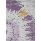 5' X 8' Purple And Lavender Abstract Washable Indoor Outdoor Area Rug