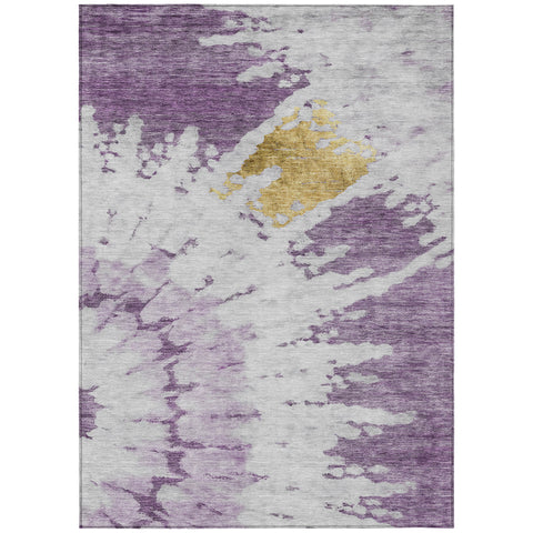 8' X 10' Purple And Lavender Abstract Washable Indoor Outdoor Area Rug
