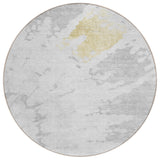 8' Silver Gray And Ivory Round Abstract Washable Indoor Outdoor Area Rug