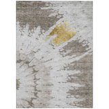 3' X 5' Taupe Khaki And Ivory Abstract Washable Indoor Outdoor Area Rug