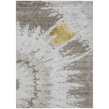 5' X 8' Taupe Khaki And Ivory Abstract Washable Indoor Outdoor Area Rug
