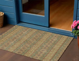3' X 5' Artichoke Green And Olive Green Floral Medallion Washable Indoor Outdoor Area Rug
