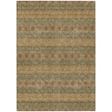 5' X 8' Artichoke Green And Olive Green Floral Medallion Washable Indoor Outdoor Area Rug