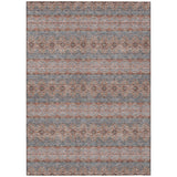 5' X 8' Orange Copper And Gray Floral Medallion Washable Indoor Outdoor Area Rug