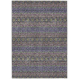 5' X 8' Purple Plum And Gold Floral Medallion Washable Indoor Outdoor Area Rug