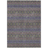8' X 10' Purple Plum And Gold Floral Medallion Washable Indoor Outdoor Area Rug
