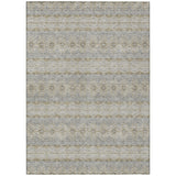 3' X 5' Silver Gray And Gold Floral Medallion Washable Indoor Outdoor Area Rug