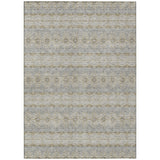 5' X 8' Silver Gray And Gold Floral Medallion Washable Indoor Outdoor Area Rug