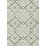 5' X 8' Artichoke Green And Olive Green Geometric Washable Indoor Outdoor Area Rug