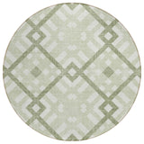 8' Artichoke Green And Olive Green Round Geometric Washable Indoor Outdoor Area Rug