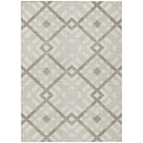 8' X 10' Beige Tan And Ivory Geometric Washable Indoor Outdoor Area Rug