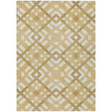 8' X 10' Gold Beige And Tan Geometric Washable Indoor Outdoor Area Rug
