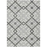 8' X 10' Gray Charcoal And Ivory Geometric Washable Indoor Outdoor Area Rug