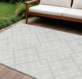8' X 10' Ivory Beige And Tan Geometric Washable Indoor Outdoor Area Rug