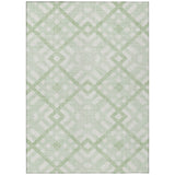 8' X 10' Mint Green And Ivory Geometric Washable Indoor Outdoor Area Rug