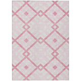 8' X 10' Pink Blush And Ivory Geometric Washable Indoor Outdoor Area Rug
