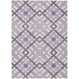 5' X 8' Purple Lilac And Ivory Geometric Washable Indoor Outdoor Area Rug