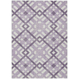 8' X 10' Purple Lilac And Ivory Geometric Washable Indoor Outdoor Area Rug