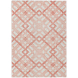 5' X 8' Salmon Peach And Ivory Geometric Washable Indoor Outdoor Area Rug