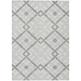 8' X 10' Silver Gray And Ivory Geometric Washable Indoor Outdoor Area Rug