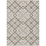 5' X 8' Taupe Brown And Ivory Geometric Washable Indoor Outdoor Area Rug