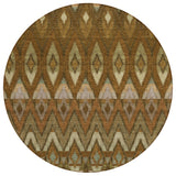 8' Brown Beige And Artichoke Green Round Southwestern Washable Indoor Outdoor Area Rug