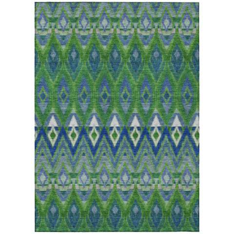 3' X 5' Green And Blue Southwestern Washable Indoor Outdoor Area Rug