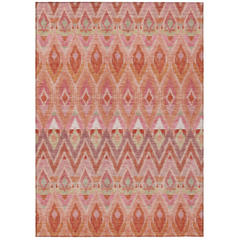 8' X 10' Pink Salmon And Blush Southwestern Washable Indoor Outdoor Area Rug