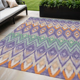 5' X 8' Purple Lilac And Orange Southwestern Washable Indoor Outdoor Area Rug