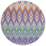 8' Purple Lilac And Orange Round Southwestern Washable Indoor Outdoor Area Rug