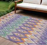 8' X 10' Purple Lilac And Orange Southwestern Washable Indoor Outdoor Area Rug