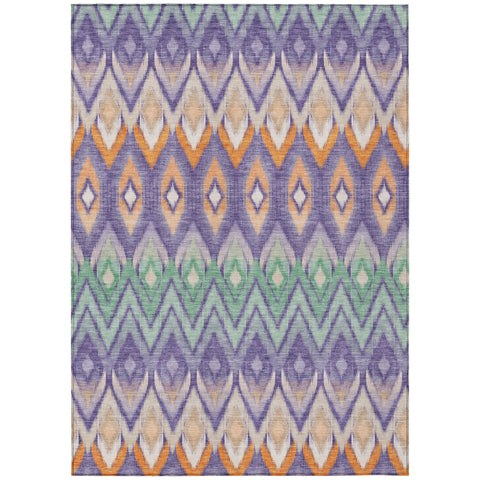 8' X 10' Purple Lilac And Orange Southwestern Washable Indoor Outdoor Area Rug
