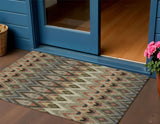 3' X 5' Taupe Olive Green And Beige Southwestern Washable Indoor Outdoor Area Rug
