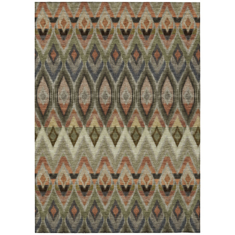 3' X 5' Taupe Olive Green And Beige Southwestern Washable Indoor Outdoor Area Rug