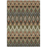 5' X 8' Taupe Olive Green And Beige Southwestern Washable Indoor Outdoor Area Rug