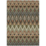 8' X 10' Taupe Olive Green And Beige Southwestern Washable Indoor Outdoor Area Rug