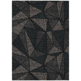 8' X 10' Black Charcoal And Gray Geometric Washable Indoor Outdoor Area Rug