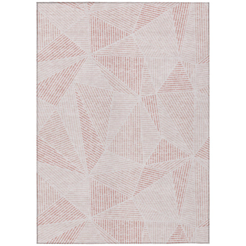 5' X 8' Blush And Pink Geometric Washable Indoor Outdoor Area Rug