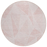 8' Blush And Pink Round Geometric Washable Indoor Outdoor Area Rug