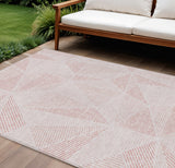 8' X 10' Blush And Pink Geometric Washable Indoor Outdoor Area Rug