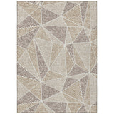 5' X 8' Brown Taupe And Beige Geometric Washable Indoor Outdoor Area Rug