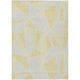 8' X 10' Gold Gray And Wheat Geometric Washable Indoor Outdoor Area Rug