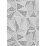 3' X 5' Gray Charcoal And Silver Geometric Washable Indoor Outdoor Area Rug